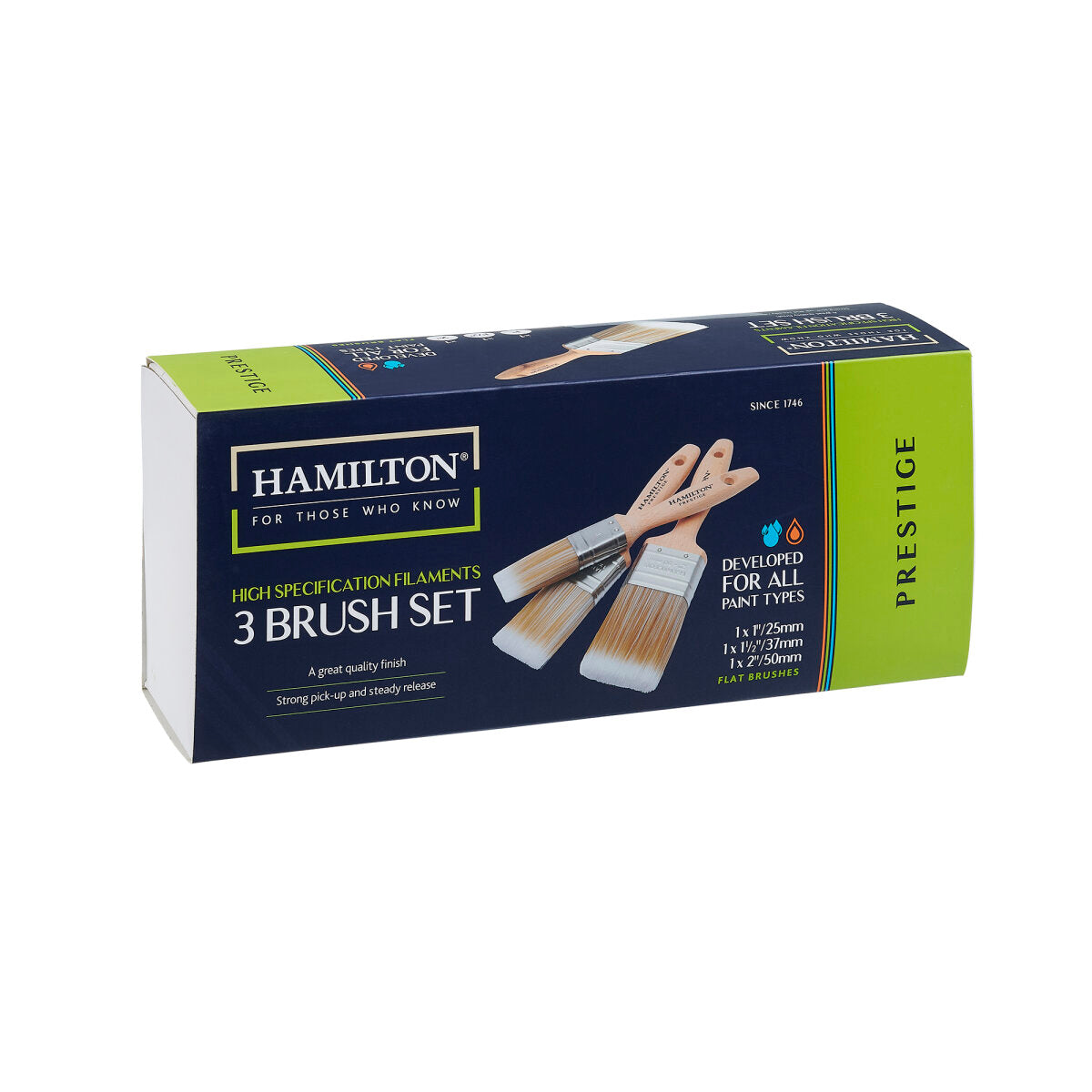 HAMILTON PRESTIGE BRUSH SET (PACK OF 3) 1", 1.5" & 2"