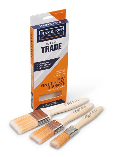 HAMILTON FOR THE TRADE FINE TIP FLAT BRUSH (PACK OF 3)
