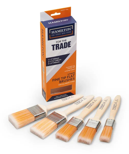 HAMILTON FOR THE TRADE FINE TIP FLAT BRUSHS (PACK OF 5)