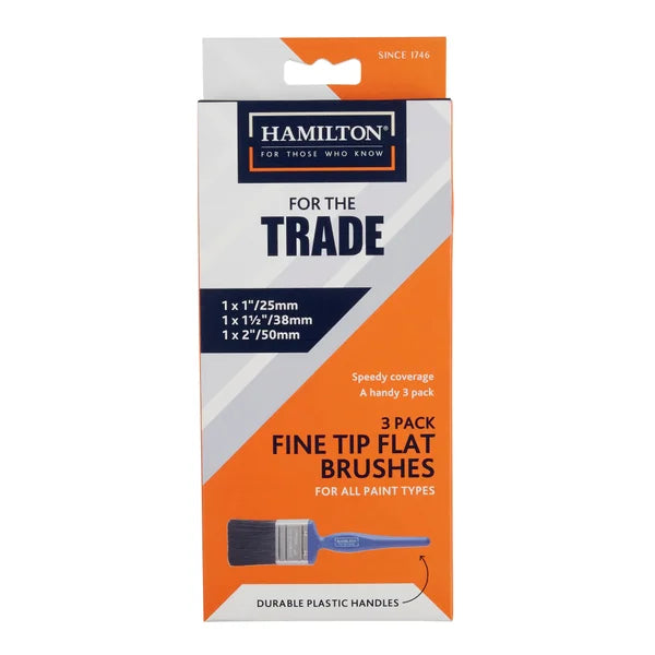 HAMILTON FOR THE TRADE FINE TIP FLAT BRUSH (PACK OF 3)