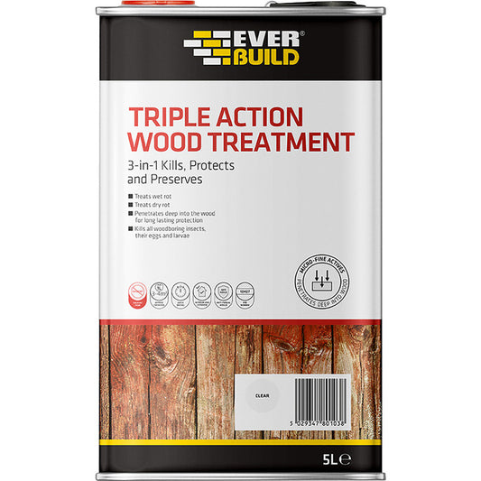 EVERBUILD® TRIPLE ACTION WOOD TREATMENT 5L CLEAR