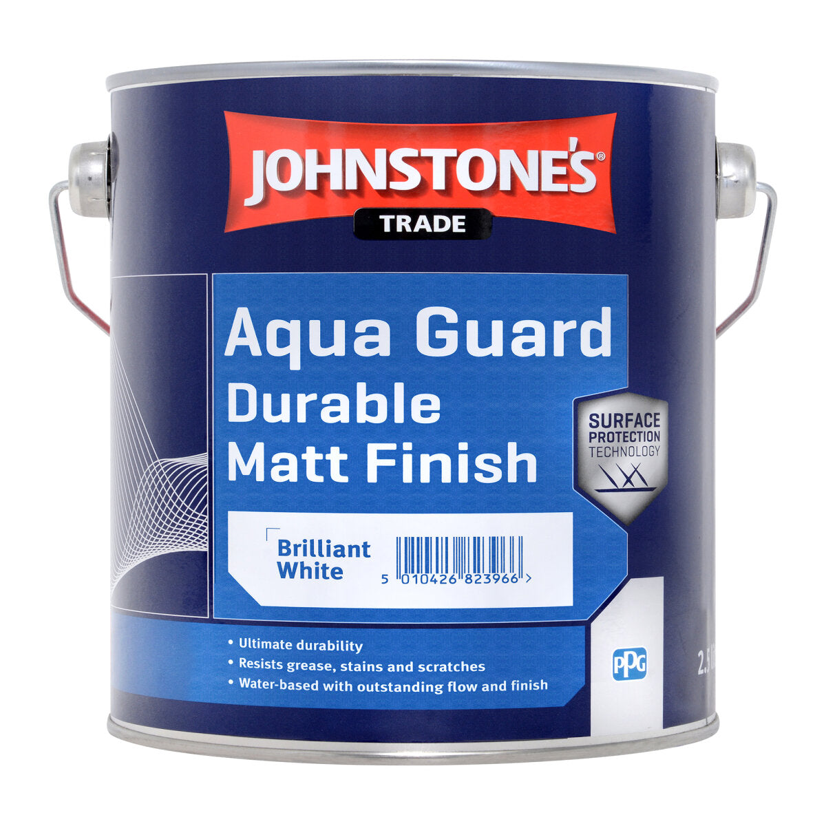 JOHNSTONE'S AQUA GUARD DURABLE MATT FINISH BRILLIANT WHITE 2.5L