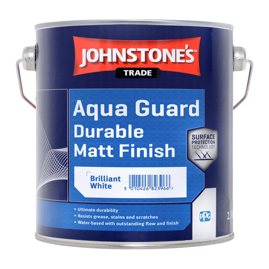 JOHNSTONE'S AQUA GUARD DURABLE MATT FINISH BRILLIANT WHITE 2.5L