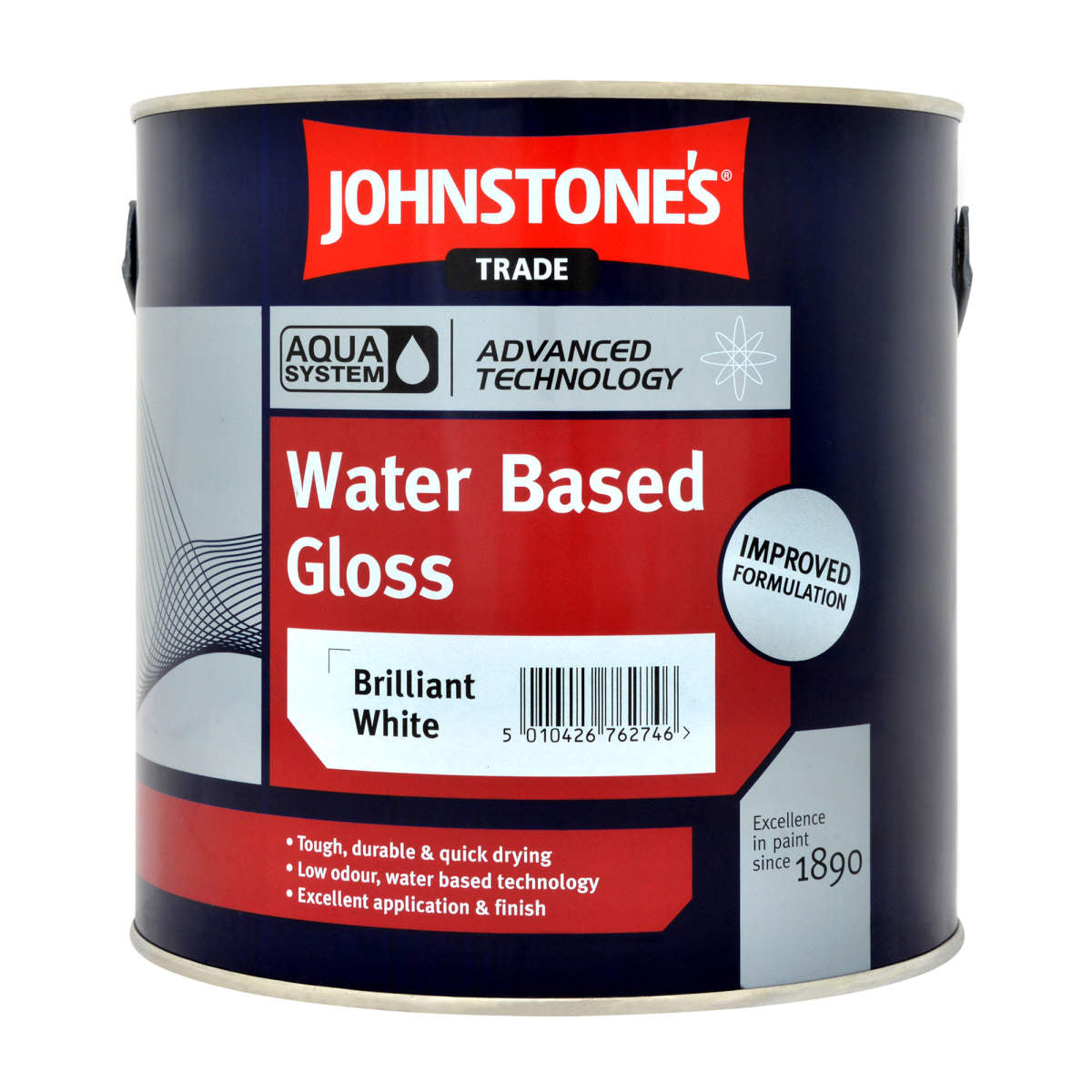 JOHNSTONE'S AQUA WATER BASED GLOSS BRILLIANT WHITE 2.5L