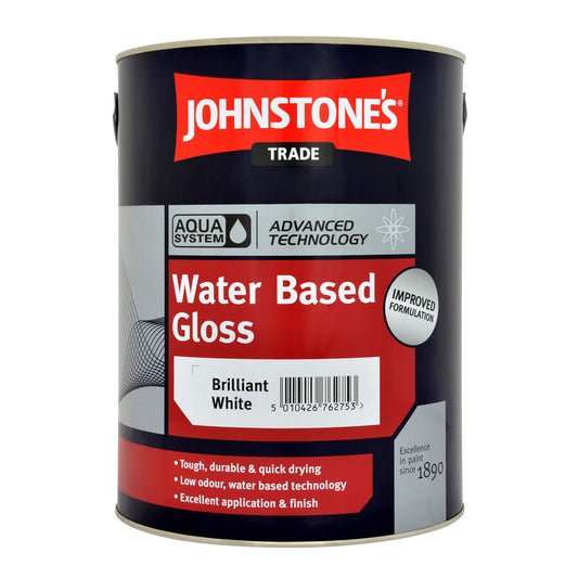 JOHNSTONE'S AQUA WATER BASED GLOSS BRILLIANT WHITE 5L