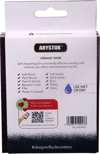 Back of Arystox packaging with product details and branding