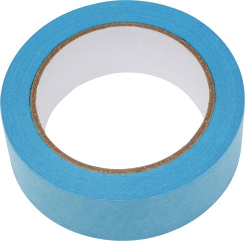 Roll of blue tape on a white background