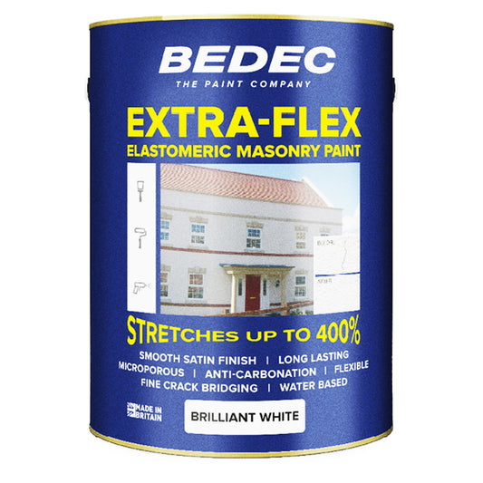 BEDEC EXTRA-FLEX MASONRY PAINT BRILLIANT WHITE 5LT