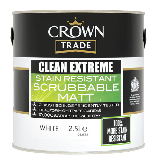 CROWN CLEAN EXTREME SCRUBBABLE MATT BRILLIANT WHITE 2.5L