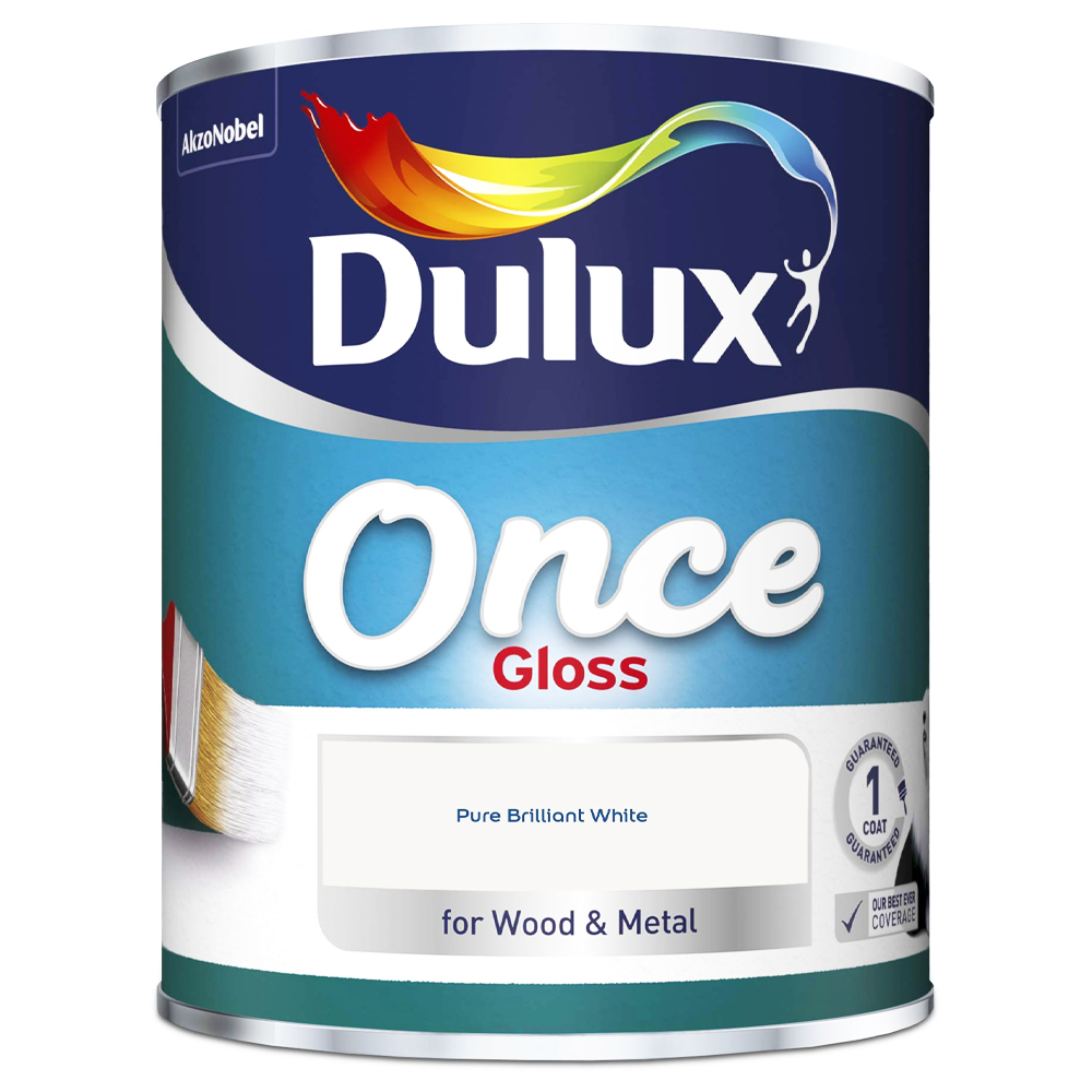 DULUX ONCE GLOSS PURE BRILLIANT  WHITE 750ML