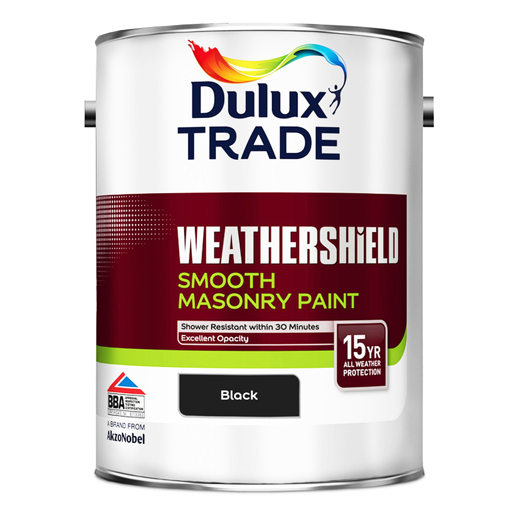 DULUX TRADE WEATHERSHIELD SMOOTH MASONRY BLACK 5L