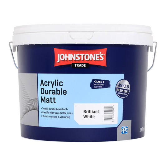 JOHNSTONE'S ACRYLIC DURABLE MATT BRILLIANT WHITE 10L