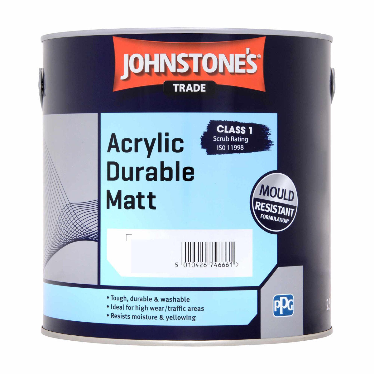 JOHNSTONE'S ACRYLIC DURABLE MATT BRILLIANT WHITE 2.5L