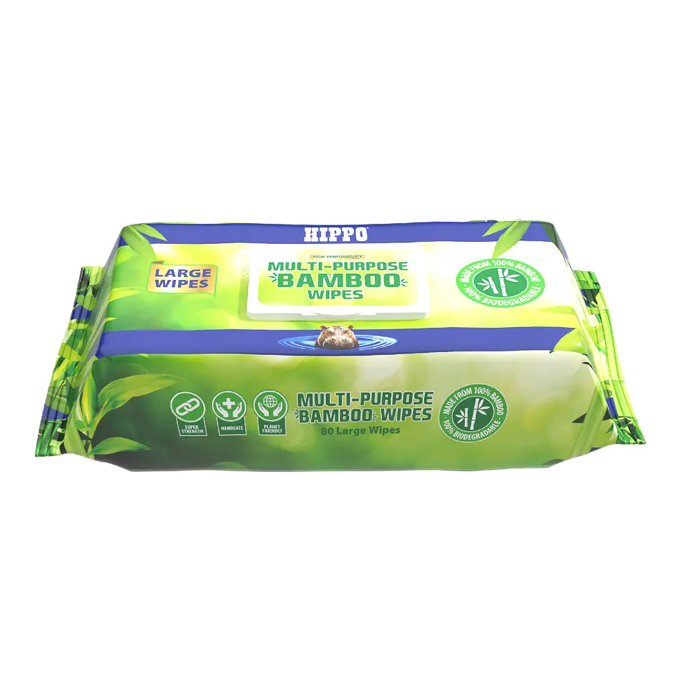 HIPPO MULTI PURPOSE LARGE BAMBOO WIPES 80 PACK
