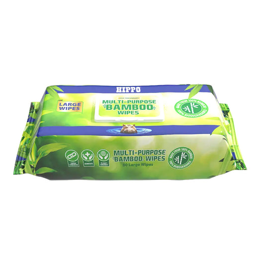 HIPPO MULTI PURPOSE LARGE BAMBOO WIPES 80 PACK