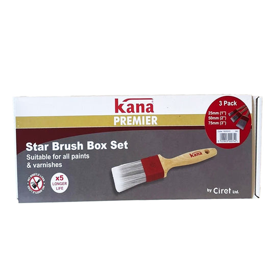 KANA STAR BRUSH BOX SET OF 3 CONTAINS 1 X 1", 2", & 3"