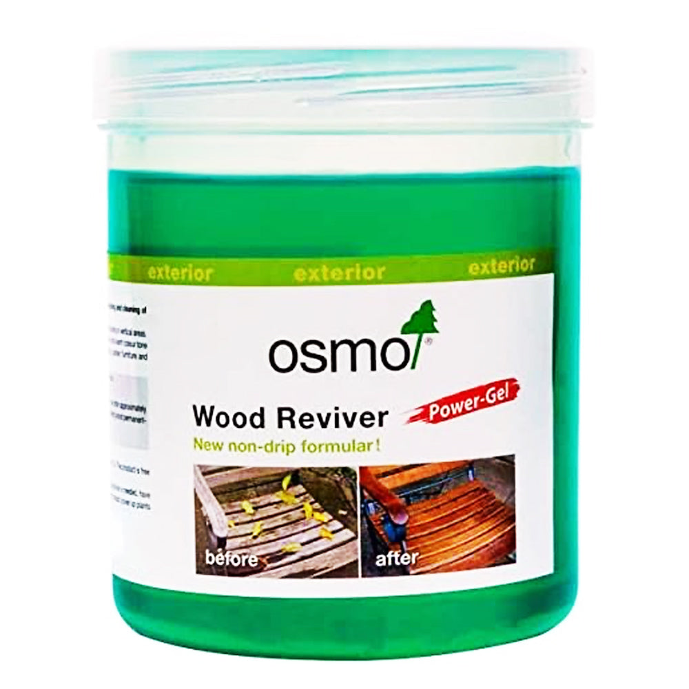 Green container of Osmo Wood Reviver on a white background