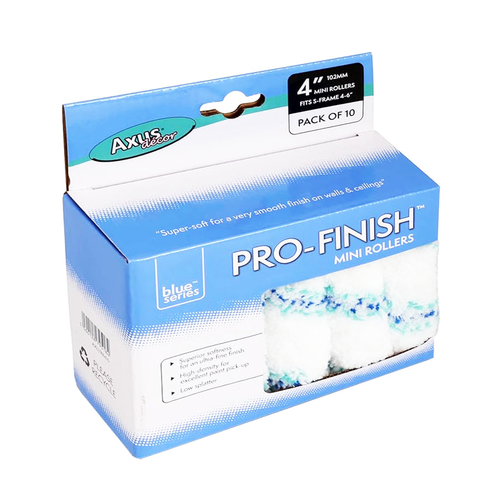 PRO-FINISH ROLLER, MEDIUM PILE (BLUE SERIES) 4"/100MM 10 PK
