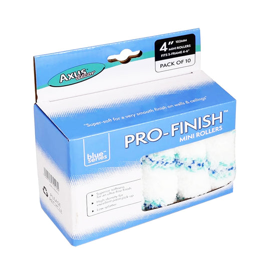 PRO-FINISH ROLLER, MEDIUM PILE (BLUE SERIES) 4"/100MM 10 PK