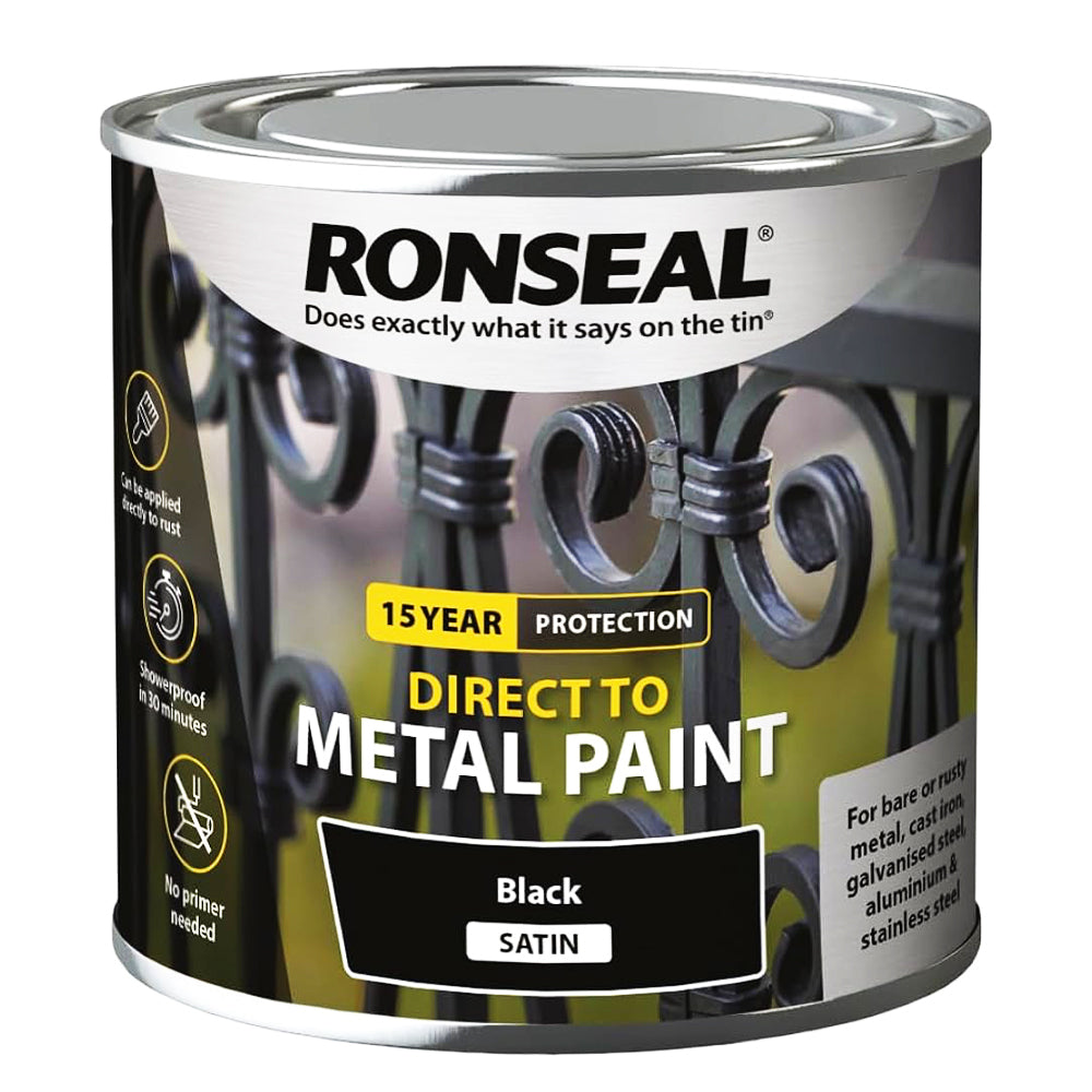 RONSEAL DIRECT TO METAL BLACK SATIN 250ML