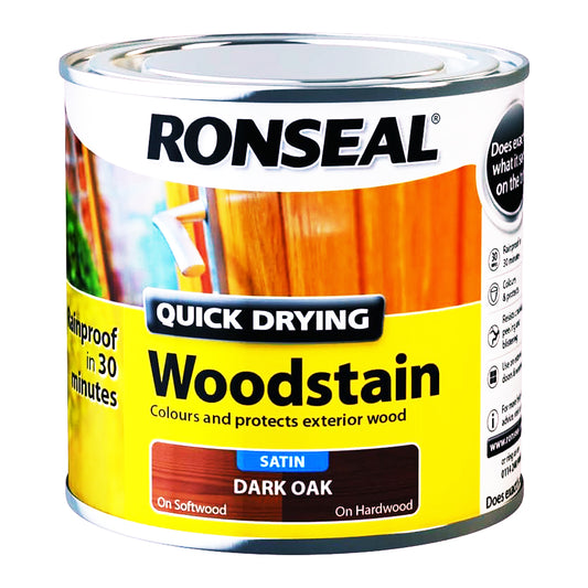 RONSEAL Q.D WOODSTAIN SATIN DARK OAK 250ML