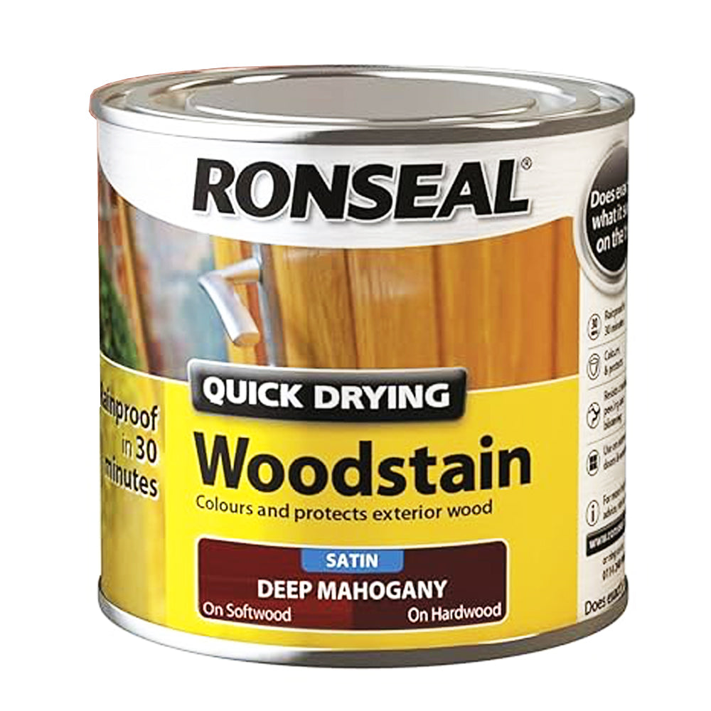 RONSEAL Q.D WOODSTAIN SATIN DEEP MAHOGANY 250ML