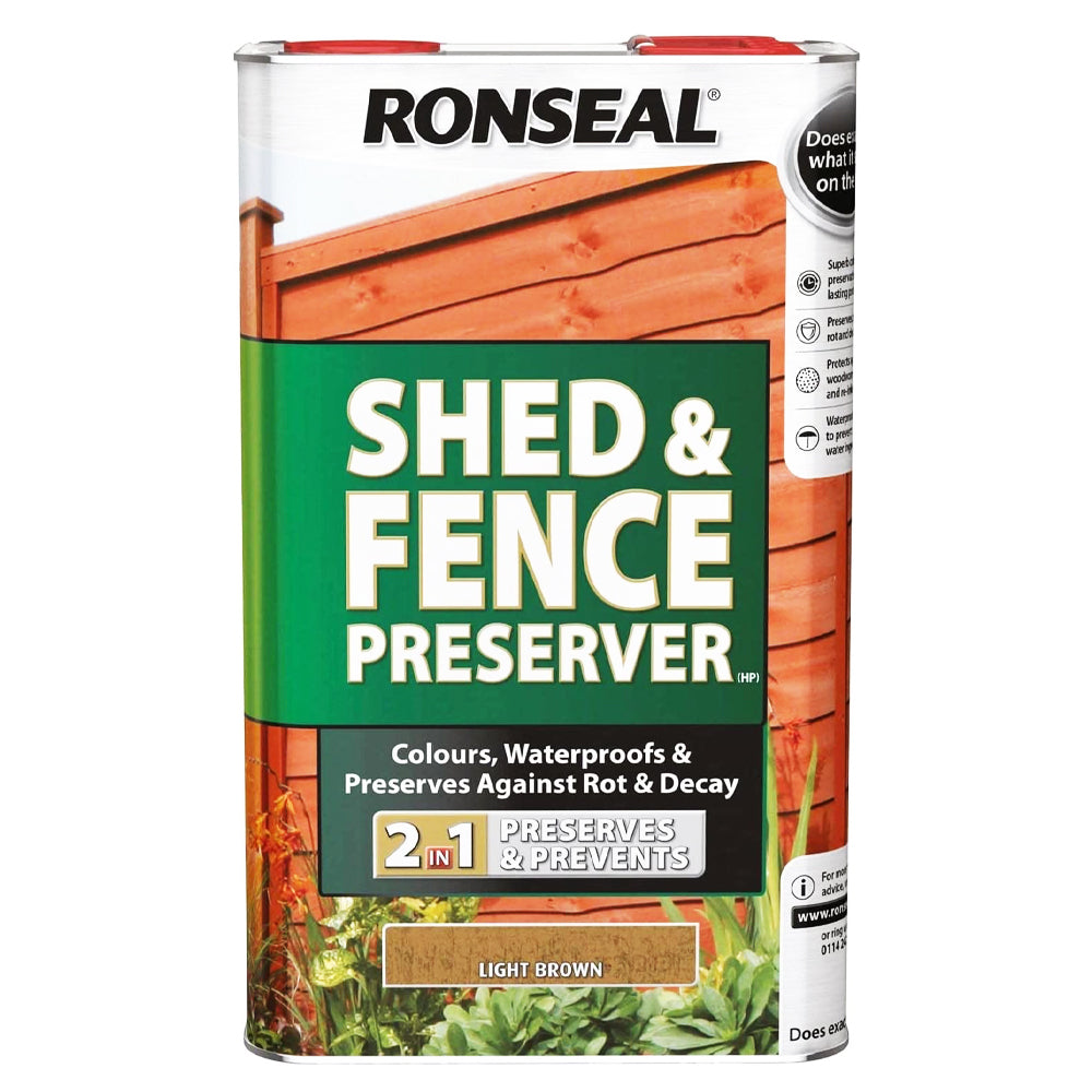 RONSEAL SHED & FENCE PRESERVER AUTUMN BROWN 5L