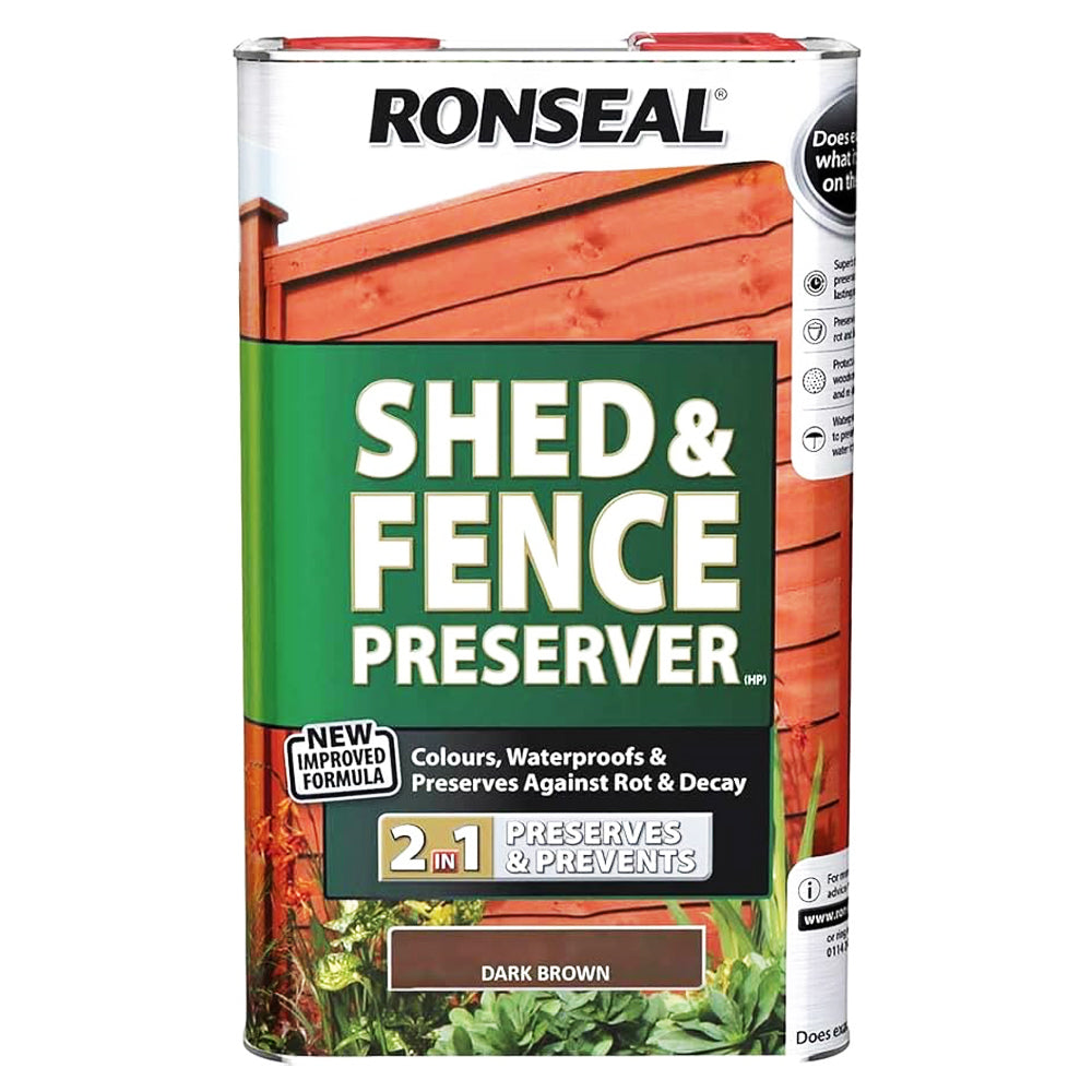 RONSEAL SHED & FENCE PRESERVER DARK BROWN 5L