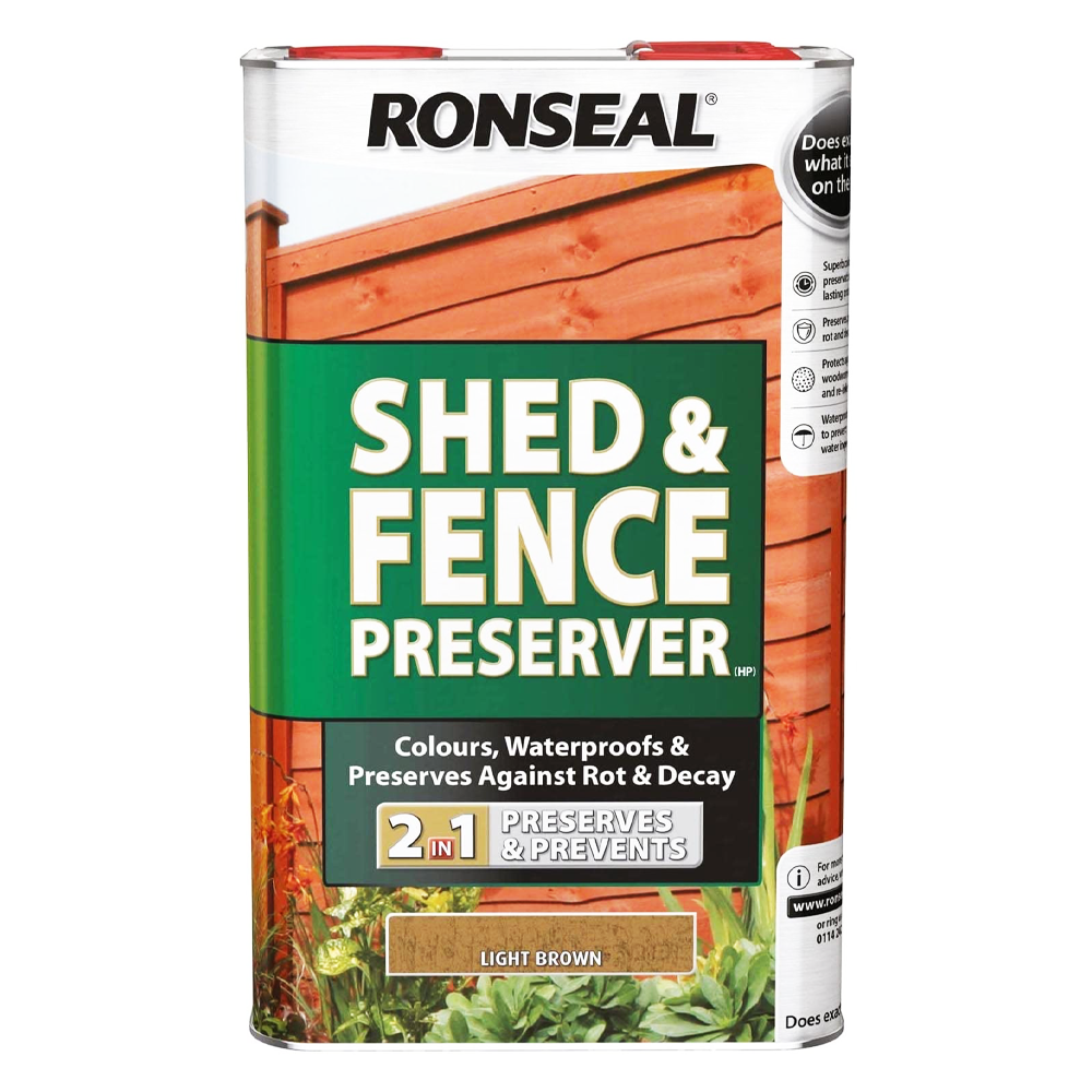 RONSEAL SHED & FENCE PRESERVER LIGHT BROWN 5L