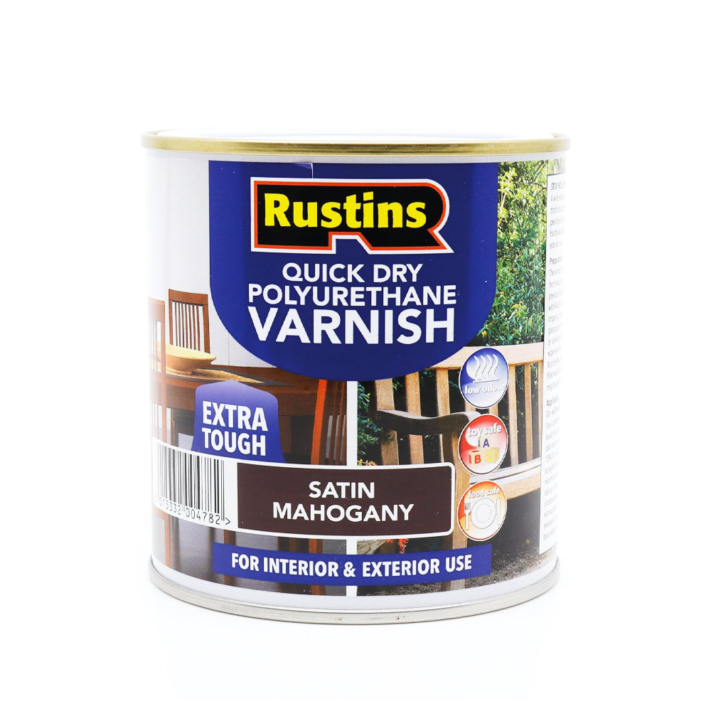 RUSTINS POLYURETHANE VARNISH SATIN MAHOGANY 1L