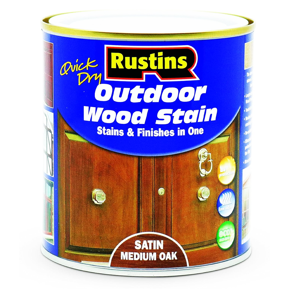 RUSTINS Q.D EXTERIOR WOODSTAIN MEDIUM OAK 500ML