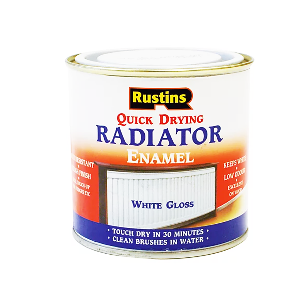 RUSTINS QUICK DRY RADIATOR PAINT GLOSS WHITE 250ML