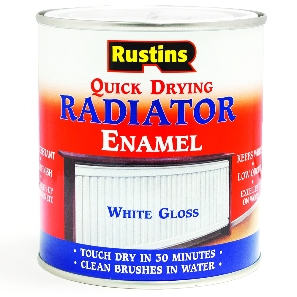 RUSTINS QUICK DRY RADIATOR PAINT GLOSS WHITE 500ML
