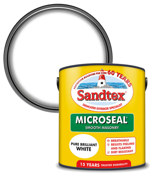SANDTEX MICROSEAL SMOOTH MASONRY BRILLIANT WHITE 2.5L