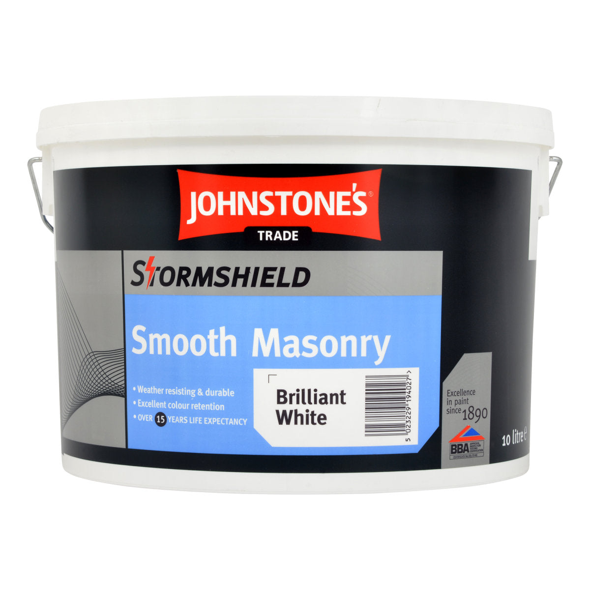JOHNSTONE'S STORMSHIELD SMOOTH MASONRY BRILLIANT WHITE 10L