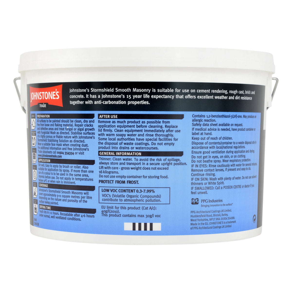 JOHNSTONE'S STORMSHIELD SMOOTH MASONRY BRILLIANT WHITE 10L