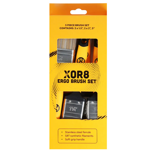 XOR8 SOFT GRIP BRUSH SET OF 5 (2X1.5" 2X2" 1X3")