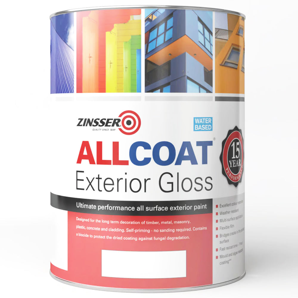ZINSSER ALL COAT EXTERIOR WATER BASED GLOSS WHITE 2.5L