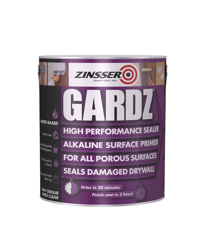 A can of Zinsser Gardz High Performance Sealer and Alkaline Surface Primer on a plain white background.