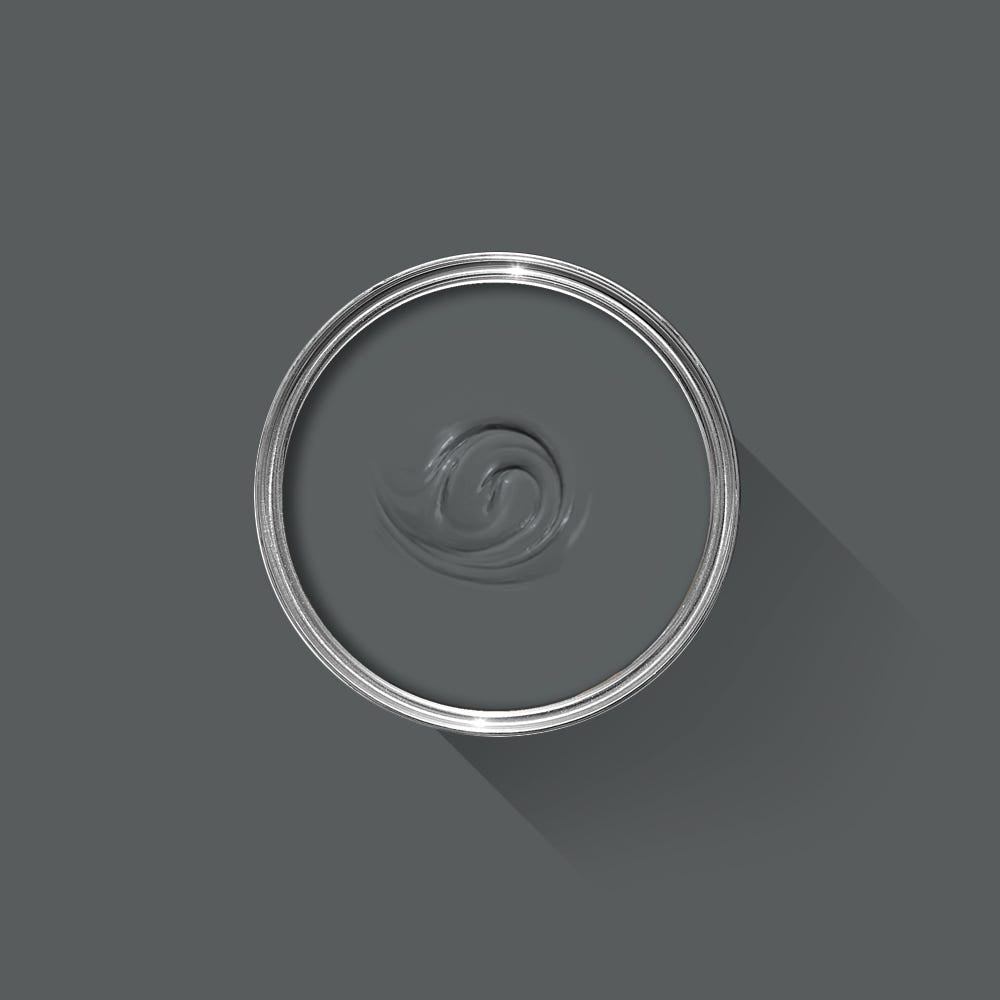 Gray paint swatch with a metallic rim on a gray background
