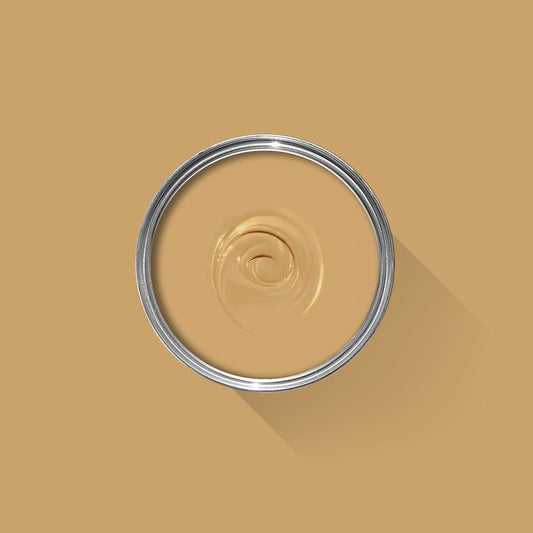 Beige paint swatch with a metal ring on a beige background