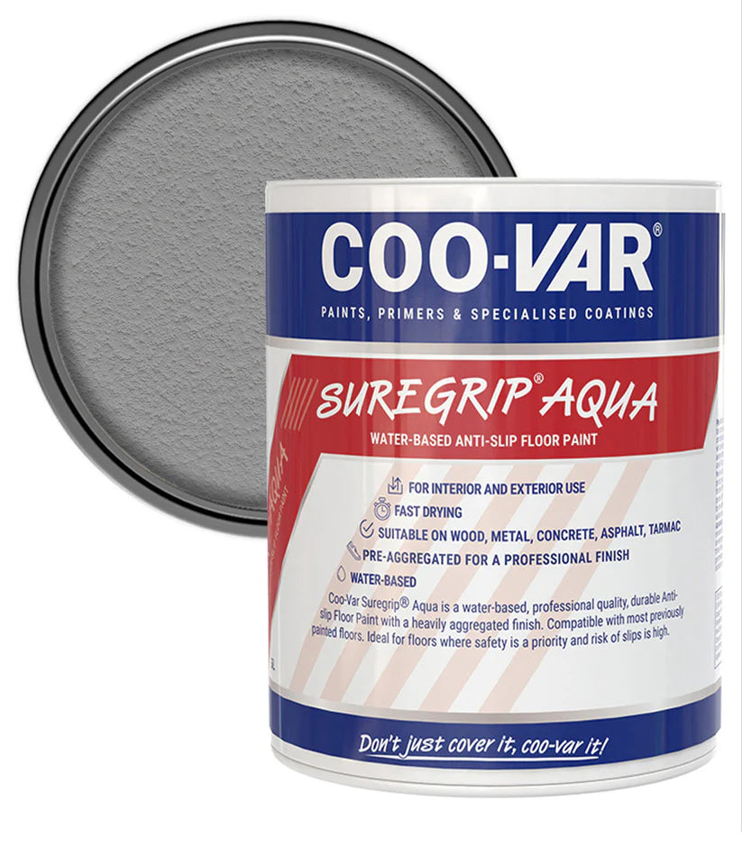 COO-VAR SUREGRIP AQUA ANTI SLIP FLOOR PAINT - LIGHT GREY 5L
