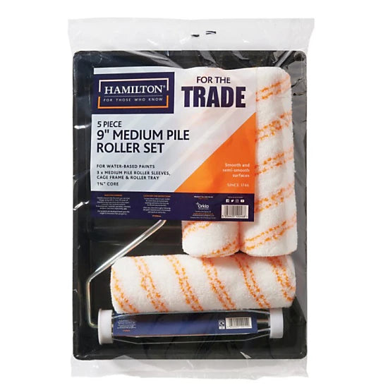 HAMILTON FOR THE TRADE 5PC 9" MEDIUM PILE ROLLER SET