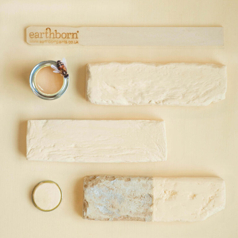 Earthenware clay items including rings and bars on a beige background with 'earthborn' branding.