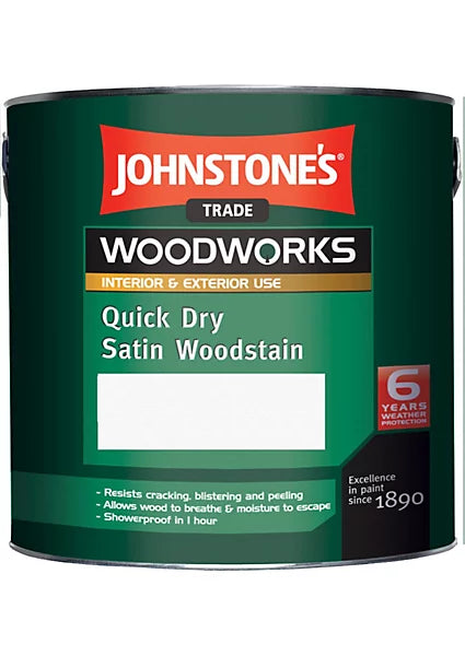 JOHNSTONE'S WOODWORKS QUICK DRY SATIN WOODSTAIN - ROSEWOOD 2.5L