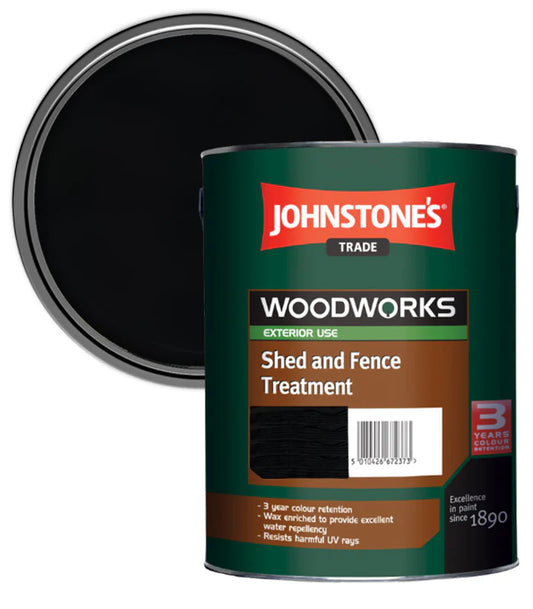 JOHNSTONE'S WOODWORKS SHED & FENCE TREATMENT EBONY 5L