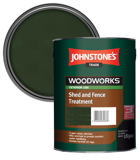 JOHNSTONE'S WOODWORKS SHED & FENCE TREATMENT GREEN 5L