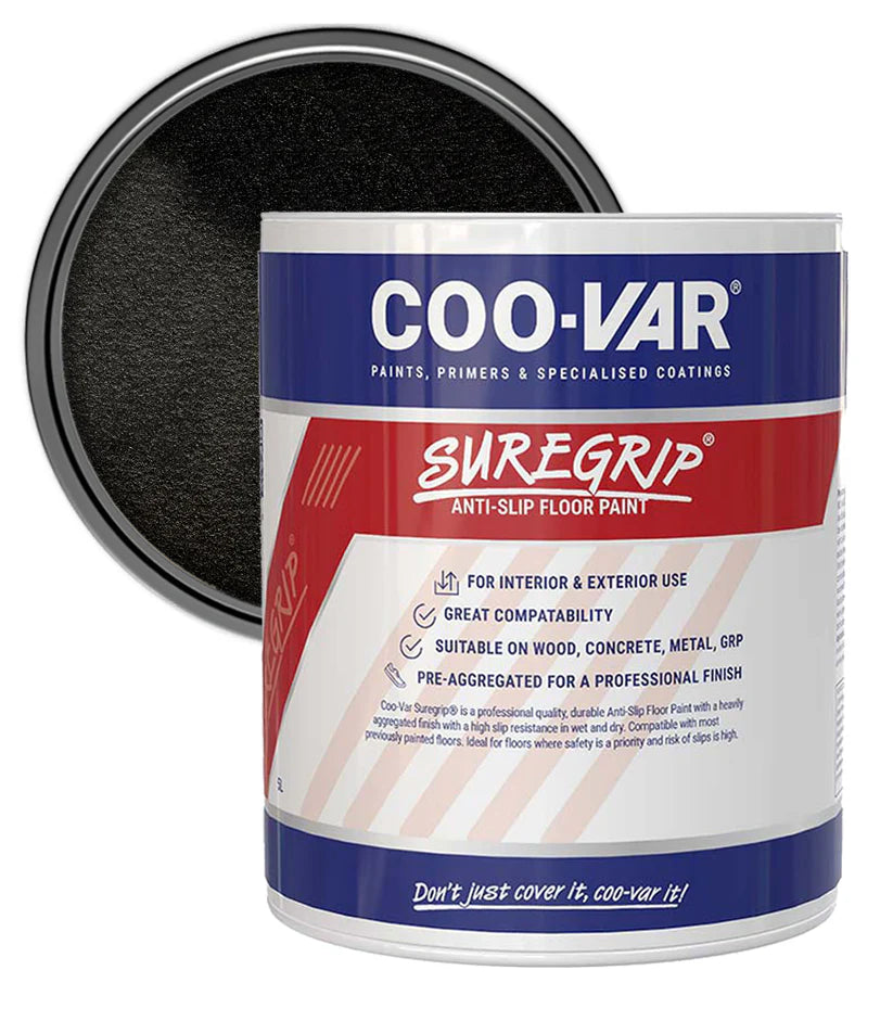 COO-VAR SUREGRIP ANTI SLIP FLOOR PAINT - BLACK 5L