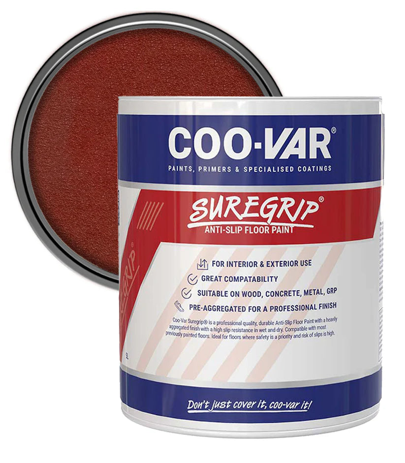 COO-VAR SUREGRIP ANTI SLIP FLOOR PAINT - RED 5L