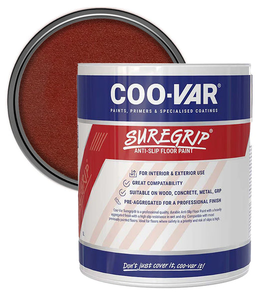 COO-VAR SUREGRIP ANTI SLIP FLOOR PAINT - RED 5L